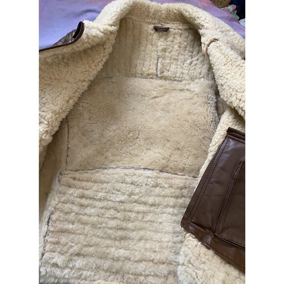 Men's B3 Flight Pilot RAF Aviator Shearling Sheepskin Leather Bomber Jacket Sz M - Picture 12 of 12